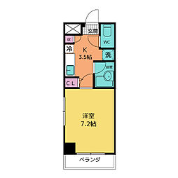 ハイツ南海 2階1Kの間取り