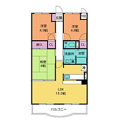 フローラル霧が丘 1階3LDKの間取り