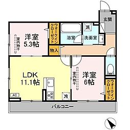 D Paina 鴨居II 2LDKの間取図画像