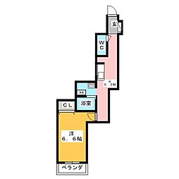コンフォート新治 1Kの間取図画像