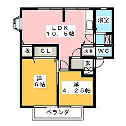 サンビレッジ鴨居B 2LDKの間取図画像