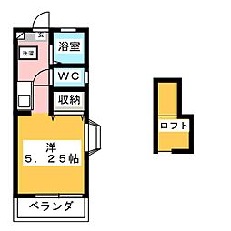 ヒューティック寺山 ワンルームの間取図画像