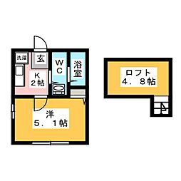 アルティス中山 1Kの間取図画像