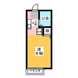 クローバーハイツ ワンルームの間取図画像