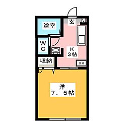 ウインドコート2 1Kの間取図画像