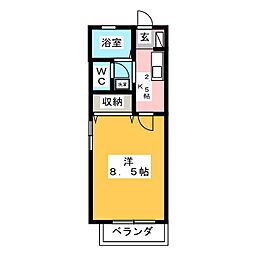 エスポワール 1Kの間取図画像