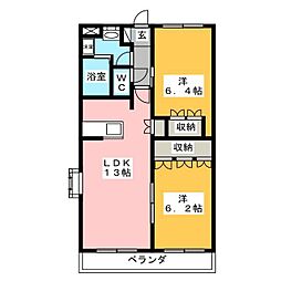 プランドールヤバネ 2LDKの間取図画像