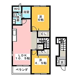 サニーレジデンス 2LDKの間取図画像