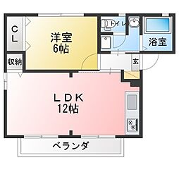 セントラルヴィラA 1LDKの間取図画像