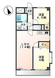 サンステージ北村 2LDKの間取図画像