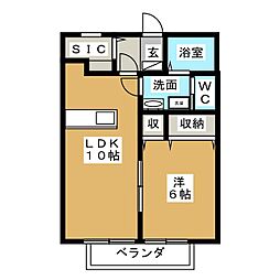 グリーンハイツ古梅 1LDKの間取図画像