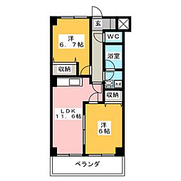 パークビュー仲町台 2LDKの間取図画像