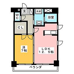 ノース清水 1LDKの間取図画像