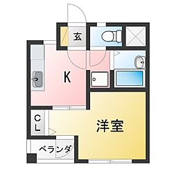 プロミネンス・西山・13 1Kの間取図画像