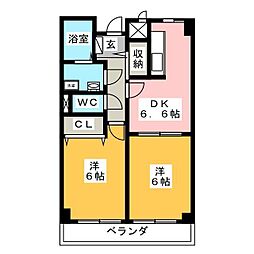 ルヴォワール 2DKの間取図画像