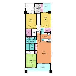 マイキャッスル八景島アクア・シェーナ 7階3LDKの間取り