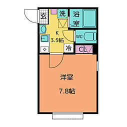 フェリシア・追浜 1階1Kの間取り