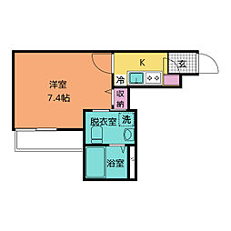 グランジュテ追浜パークテラス 1階1Kの間取り