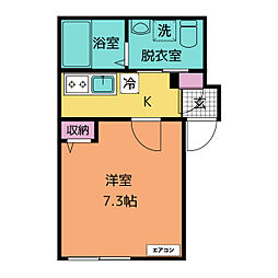 グランジュテ追浜パークテラス 3階1Kの間取り
