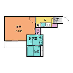 グランジュテ追浜パークテラス 3階1Kの間取り