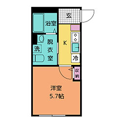 ベイテラス追浜夏島 1階1Kの間取り