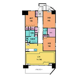 横須賀中央レジデンス 4階2SLDKの間取り