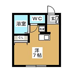 アップ・ビレッジ能見台 2階ワンルームの間取り