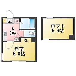 リビエール 1Kの間取図画像