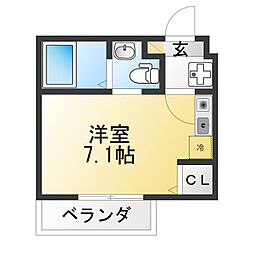 ヴィラディアス横浜IV ワンルームの間取図画像
