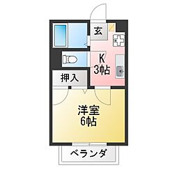 シーウエスト1 1Kの間取図画像