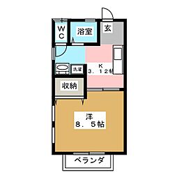 フォンテ1 1Kの間取図画像