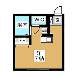 アップ・ビレッジ能見台 ワンルームの間取図画像