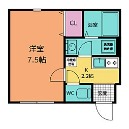サンハイツ2 1Kの間取図画像