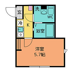ベイノワール追浜 1Kの間取図画像