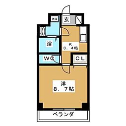 サンヒルズ 1Kの間取図画像