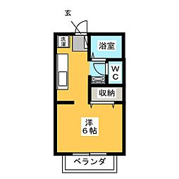 ノイハウスB ワンルームの間取図画像