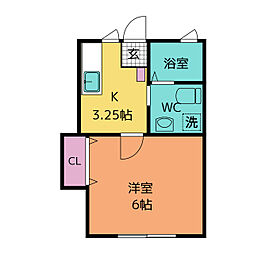アーバンコート鷹取南 1Kの間取図画像