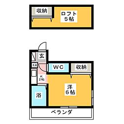 プログレンス松 ワンルームの間取図画像