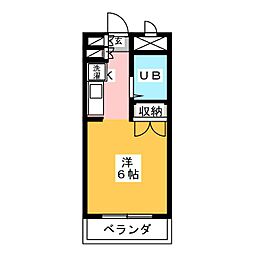 エストポルト 3階ワンルームの間取り