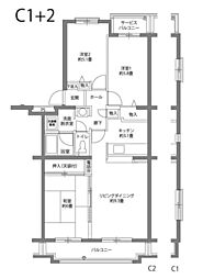 市公社ヒルズ南戸塚4号棟 3LDKの間取図画像
