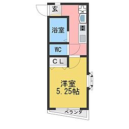 フレグランス戸塚 1Kの間取図画像