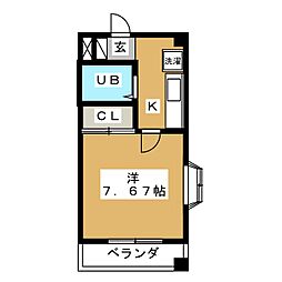 コーポアン 1Kの間取図画像