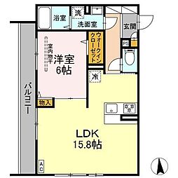 メゾン ド ネージュ東戸塚 1LDKの間取図画像