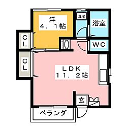 辻本ハイツA棟 1LDKの間取図画像