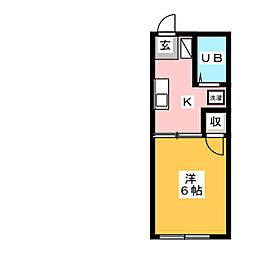 サンハイツ榊原 1Kの間取図画像
