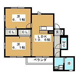 ラマージュ6 2LDKの間取図画像