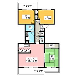 ハイツ東戸塚2B号棟 3LDKの間取図画像
