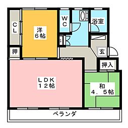 名瀬東マンション 2LDKの間取図画像