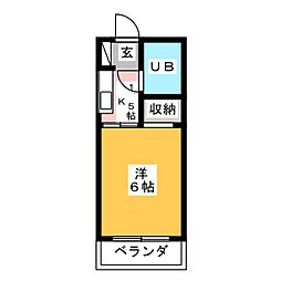 シャトール田口戸塚1 1Kの間取図画像