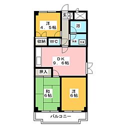 スカイパレス東戸塚 3DKの間取図画像
